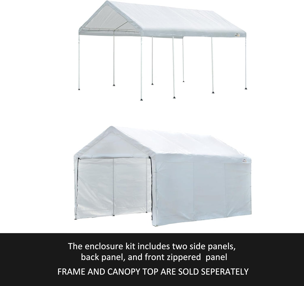 ShelterLogic 10' x 20' MaxAP Large Portable Garage 2in1 Kit Heavy-Duty Steel Frame Outdoor Canopy, Gazebo, or Carport Tent with Enclosure for Car, SUV, Truck, Boat, Tractor, White