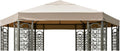 Garden Winds Reinforced RipLock 350 Replacement Canopy Top Cover Compatible with Wood Hexagon Trellis Gazebo - Beige