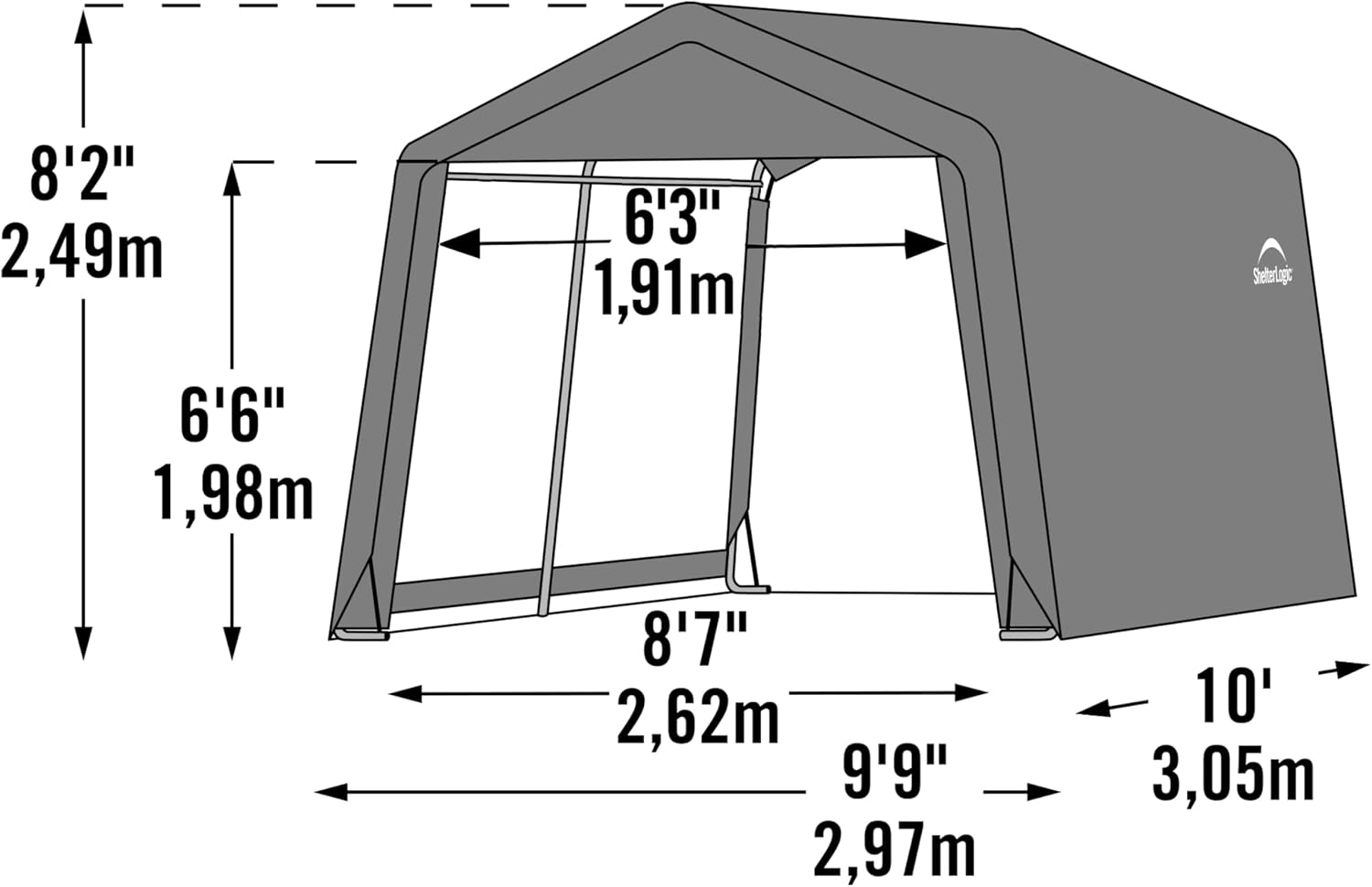 ShelterLogic 10' x 10' x 8' 3-in-1 Outdoor Loafing Shed Animal Shelter with Waterproof Cover, All-Weather Outdoor Storage Shed for Animals, Agriculture, and Farm Equipment, Brown