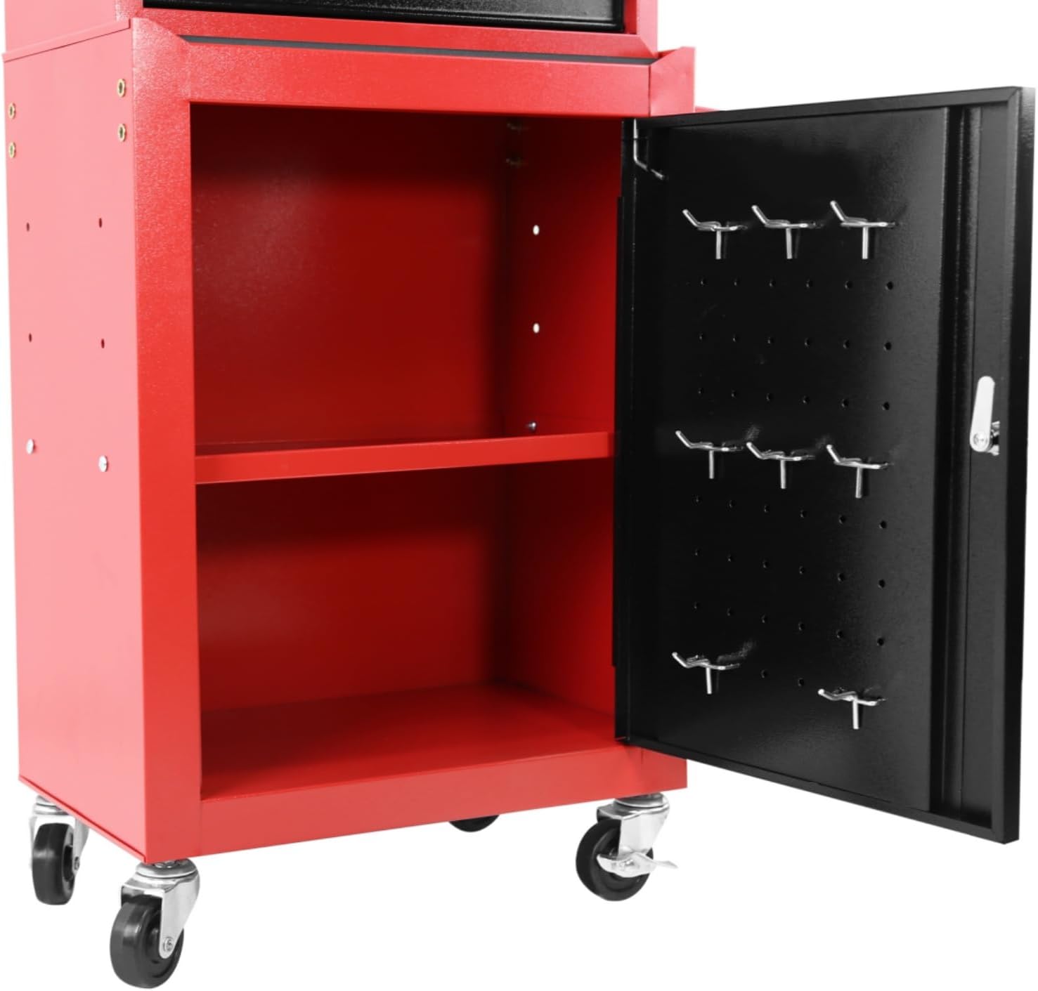 Tool Cart Rolling Garage Workshop Tool Detachable 3 Drawer Rolling Tool Chest with Large Storage Cabinet and Adjustable Shelf Red