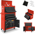 13 Drawers Tool Chest with Wheels, Rolling Tool Organizer with Drawers, Metal Tool Cabinet for Garage, Workshop(Red-Black)