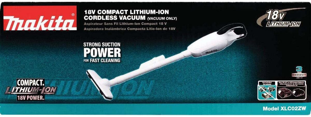 Makita XLC02ZW 18V LXT Lithium-Ion Compact Cordless Vacuum, Tool Only, White