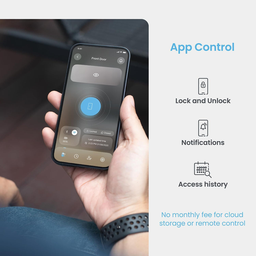 Lockly Vision Elite Video Smart Lock with Camera, Smart Wi-Fi Deadbolt for Front Door, PIN Genie® Keypad, Fingerprint Door Lock, Motion Sensor, App Remote Control, 2 Way Audio Doorbell, No Monthly Fee