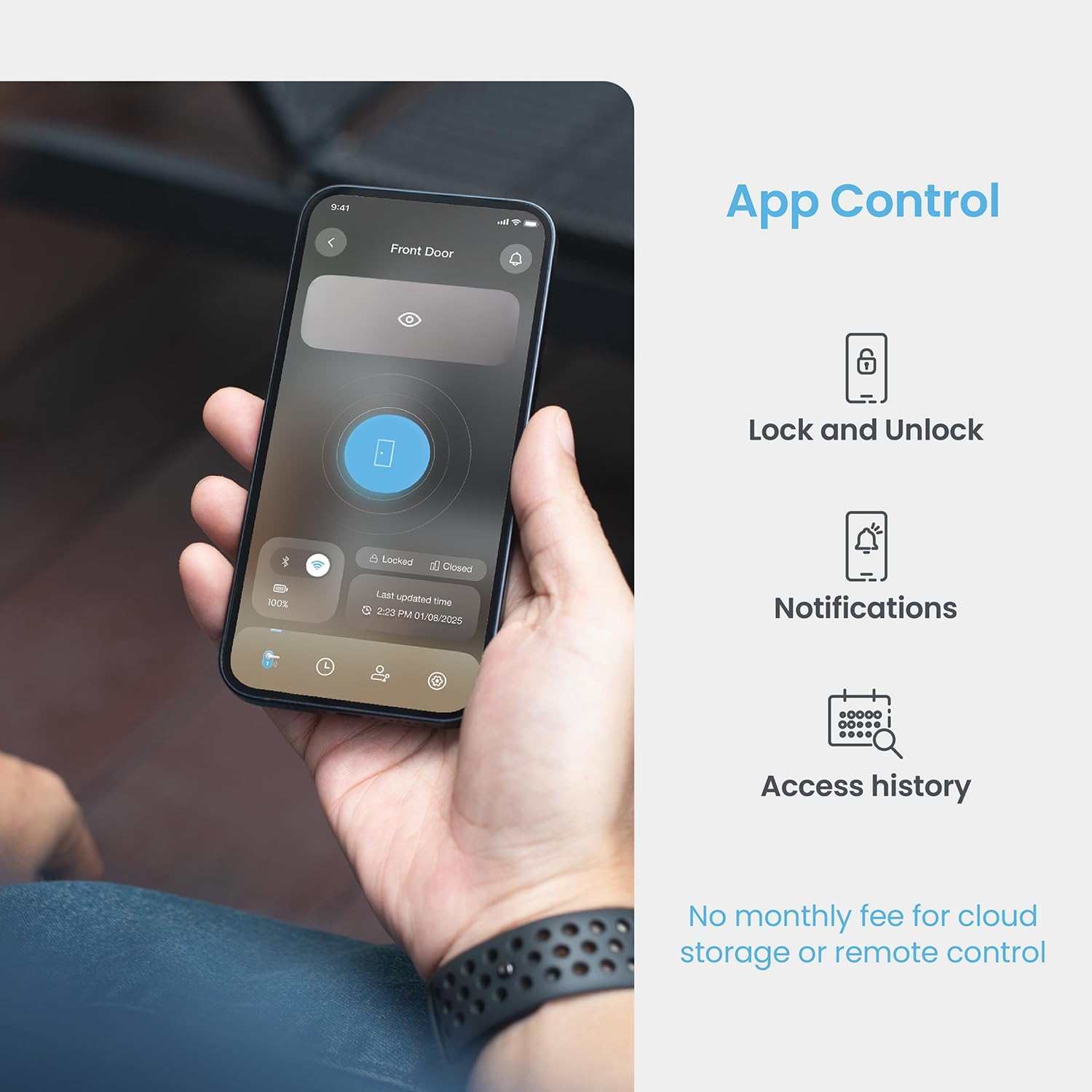Lockly Vision Elite Video Smart Lock with Camera, Smart Wi-Fi Deadbolt for Front Door, PIN Genie® Keypad, Fingerprint Door Lock, Motion Sensor, App Remote Control, 2 Way Audio Doorbell, No Monthly Fee