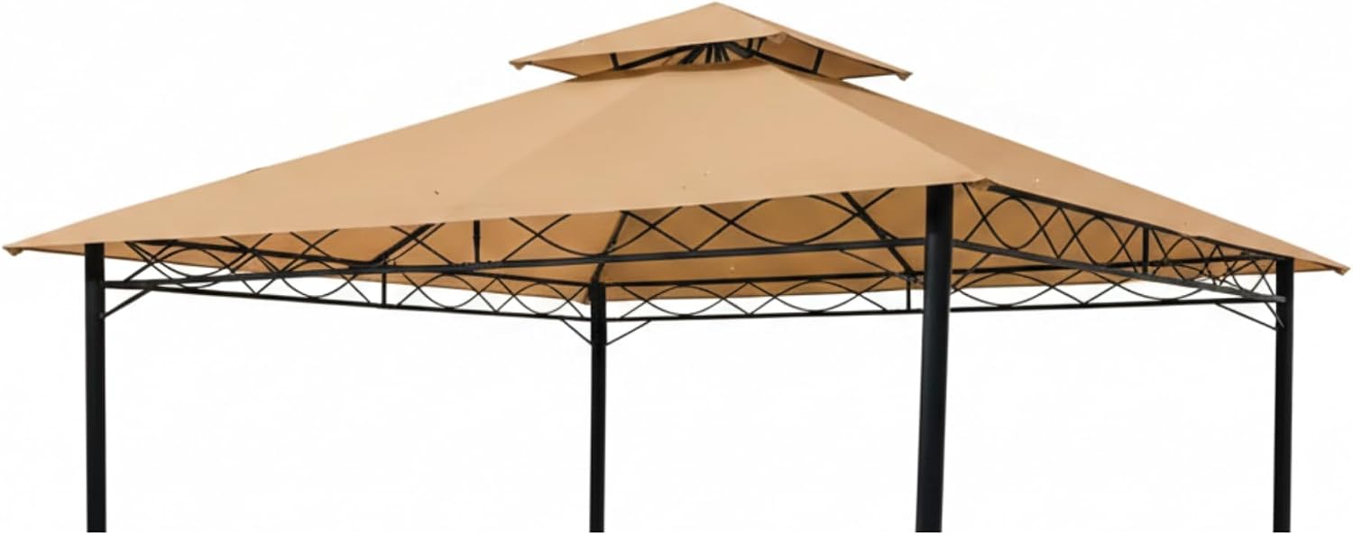 Garden Winds Reinforced RipLock 350 Replacement Canopy Top Cover Compatible with FDW 10' x 10' Square Gazebo Models B0894DSBJF, GZ-8033 - Beige