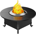 Fire Pit Surround Tabletop for Solo Stove Bonfire,Foldable Surround Table with Wheels for Safety & Easy Clean,42' Powder-Coated Steel Wood Burning Stove Surround Table Top,Accessories for Solo Stove
