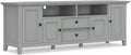 SIMPLIHOME Amherst TV Stand - 72 inch Wide Solid Wood Media Console in Fog Grey, Transitional Entertainment Center for Living Room for TVs up to 80 Inches with Shelves and Cable Management