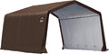 ShelterLogic 12' x 20' x 8' 3-in-1 Run-in Outdoor Animal Shelter with Waterproof Cover, All-Weather Outdoor Storage Shed for Animals, Agriculture, and Farm Equipment, Brown