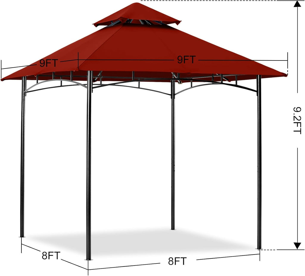 MASTERCANOPY Outdoor Garden Gazebo for Patios with Stable Steel Frame (9x9, Rust Red)