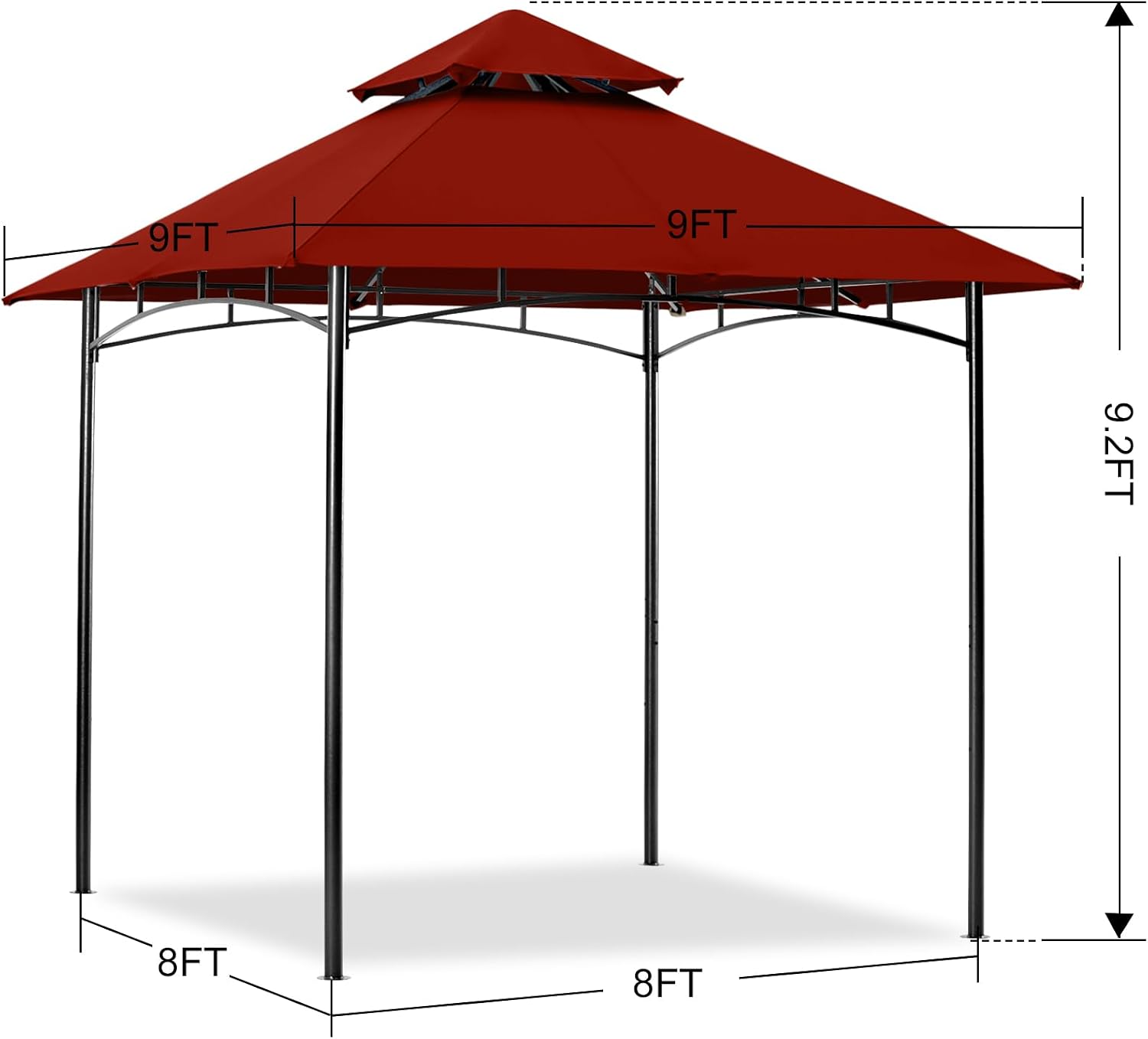 MASTERCANOPY Outdoor Garden Gazebo for Patios with Stable Steel Frame (9x9, Rust Red)