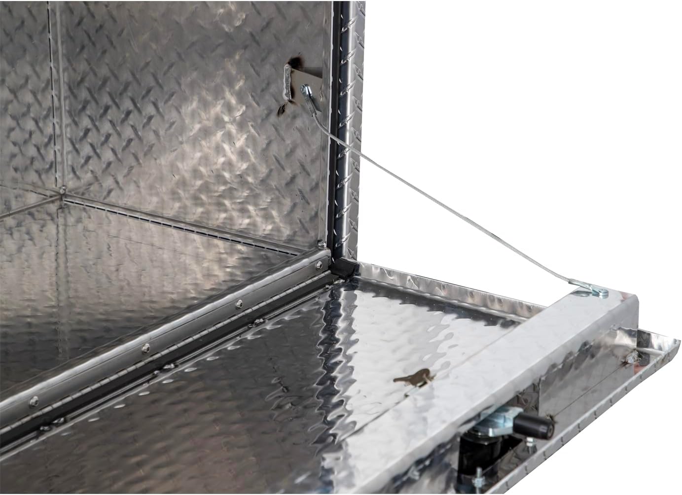 Buyers Products 1705110 Diamond Tread Aluminum Underbody Truck Tool Box, 18 x 18 x 48, Made in USA, .100 in. Thick, Corrosion Resistant, Locking Compression Latch, Secure Storage for Work Trucks