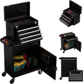 5 Drawer Rolling Tool Chest with Drawers-Lockable Metal Toolbox on Wheels-Detachable Top Tool Storage & Rolling Tool Cart for Garage Workshop,Repair Room(Black)