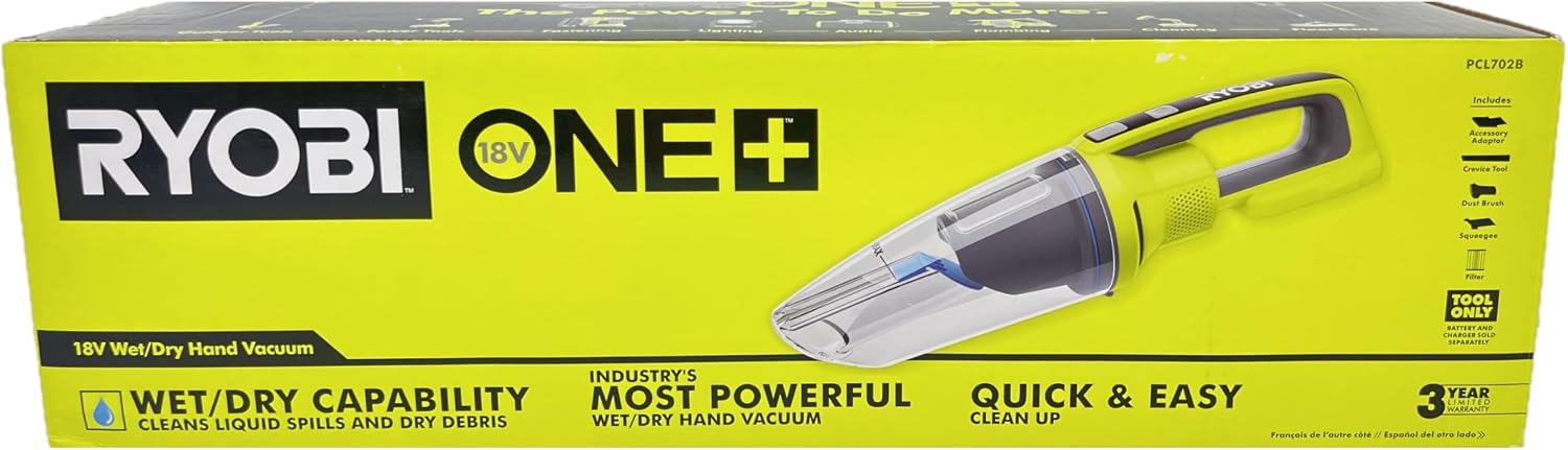 RYOBI ONE+ 18V PCL702 Cordless Wet/Dry Hand Vacuum Kit with Battery and Charger (Bulk Packaged)