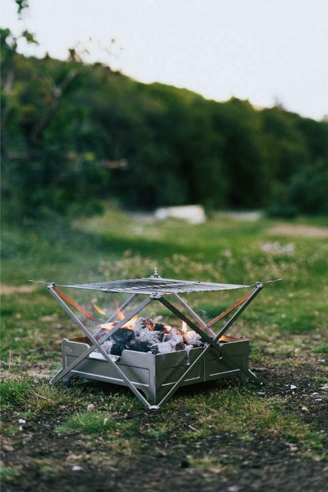 Wolf and Grizzly Campfire Trio | Portable Fire Pit, Folding Grill and Ferro Rod Combo | Campfire Cooking Kit for Camping and Outdoor Adventures | Portable Firepit for Camping | Fire Pit with Grill…