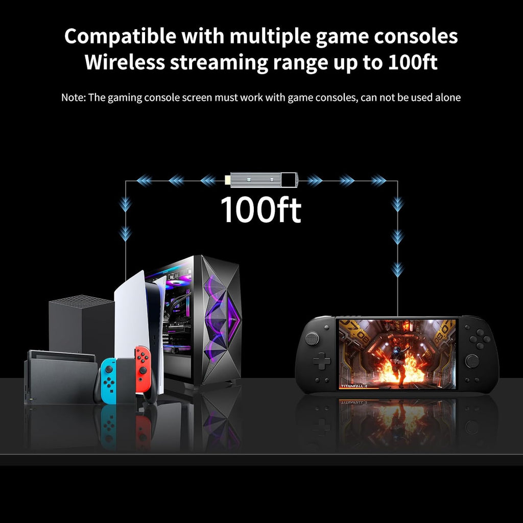 7 inch 60Hz Streaming Gaming Handheld, 0 Latency 100ft Wireless Game Console Monitor Touchscreen with Controller for PC,Xbox,PS5/4,Switch(V3 SE)