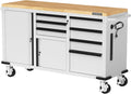 WORKPRO 62' x 20' 7-Drawer & 2-Door Rolling Tool Chest, Mobile Tool Storage Cabinet with Power Strip, Locking System, Heavy Duty Rolling