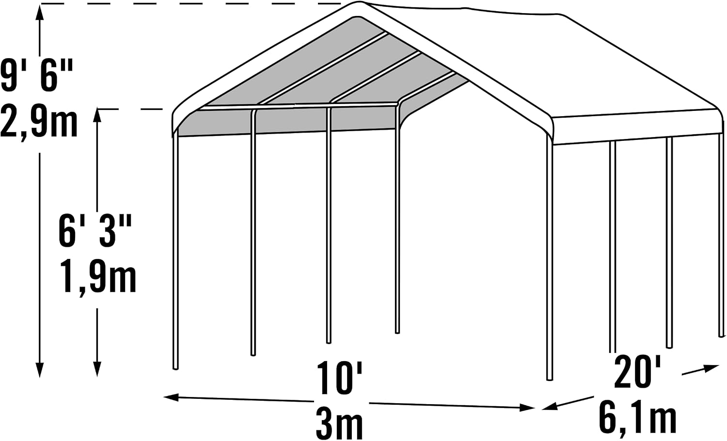 ShelterLogic 10' x 20' MaxAP Large Portable Garage 2in1 Kit Heavy-Duty Steel Frame Outdoor Canopy, Gazebo, or Carport Tent with Enclosure for Car, SUV, Truck, Boat, Tractor, White