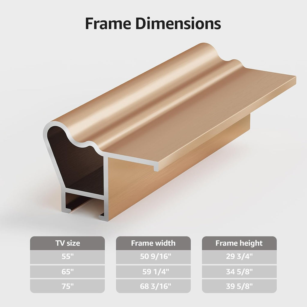 TV Frames 55' Deco Only for Samsung The Frame TVs, Alloy Bezel Modern & Minimalist Styles, Easy Installation, Interchangeable Bezels for Home Decor (Fits 2021-2025 Frame TVs)