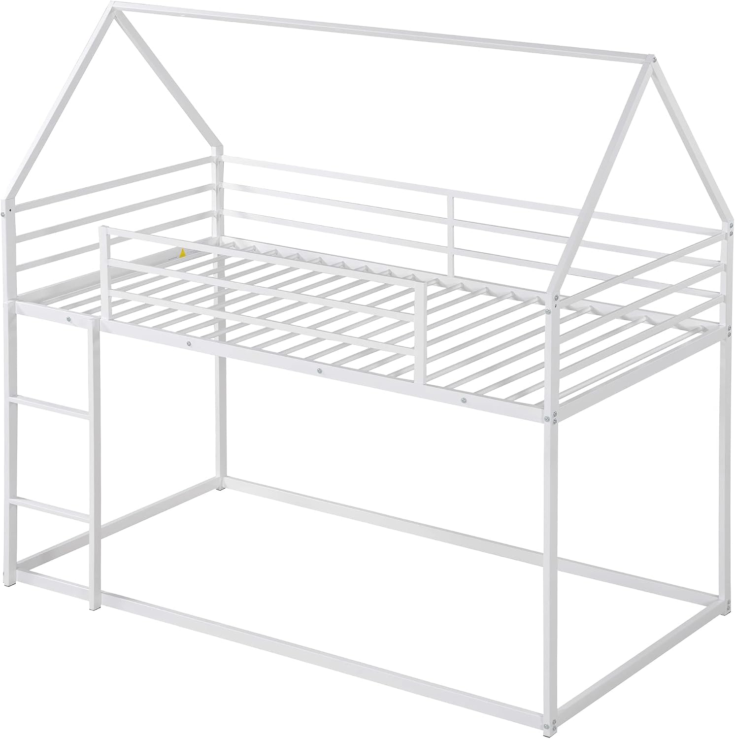 SOFTSEA Junior's Metal Twin Over Twin Bunk Bed Low House Bunk Beds for Kids