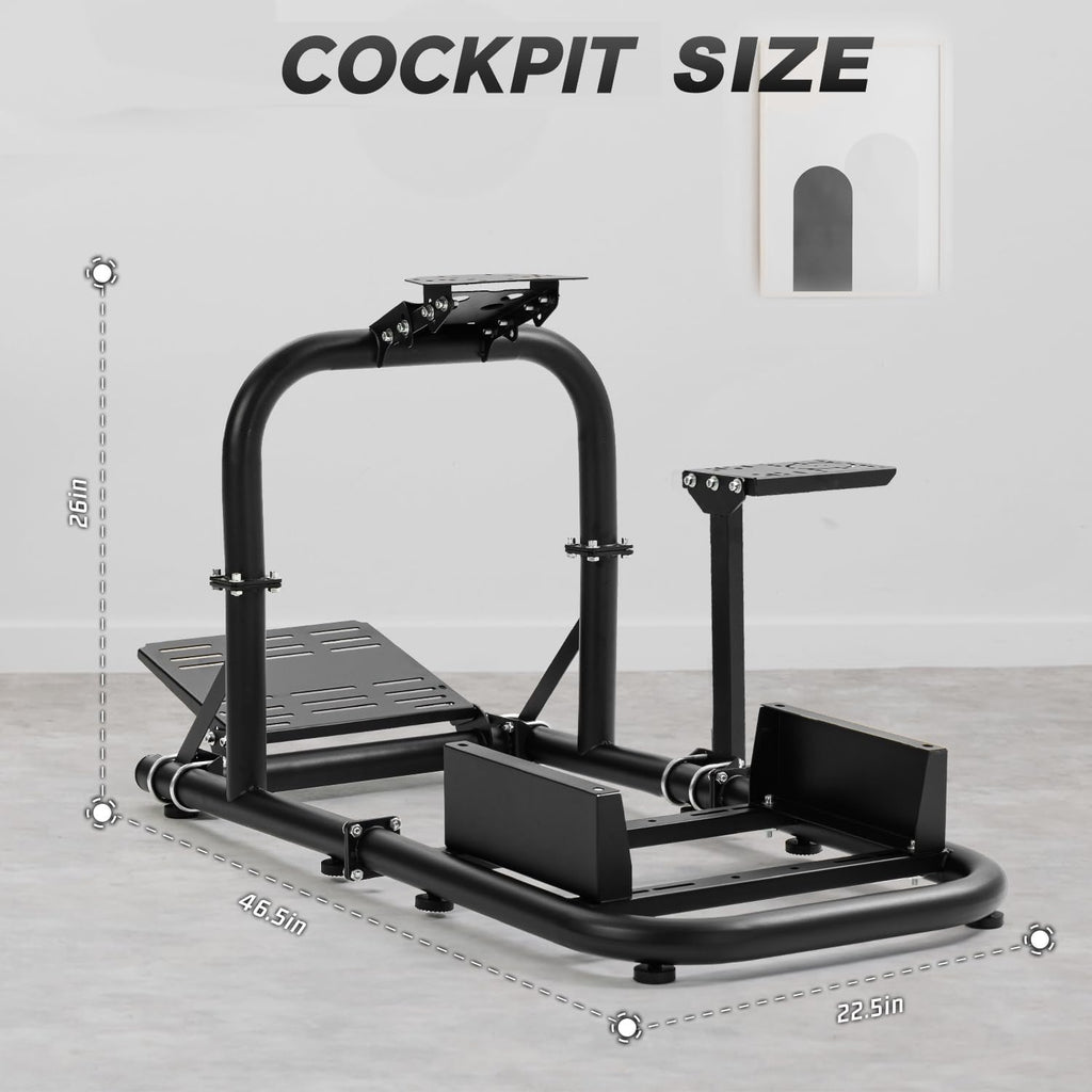 Hottoby Racing Simulator Cockpit 50mm Round Tube Driving Gaming Cockpit Fit for Logitech, Thrustmaster, Fanatec, PC, PS4, Xbox, Seat Pedal Wheel Not Included