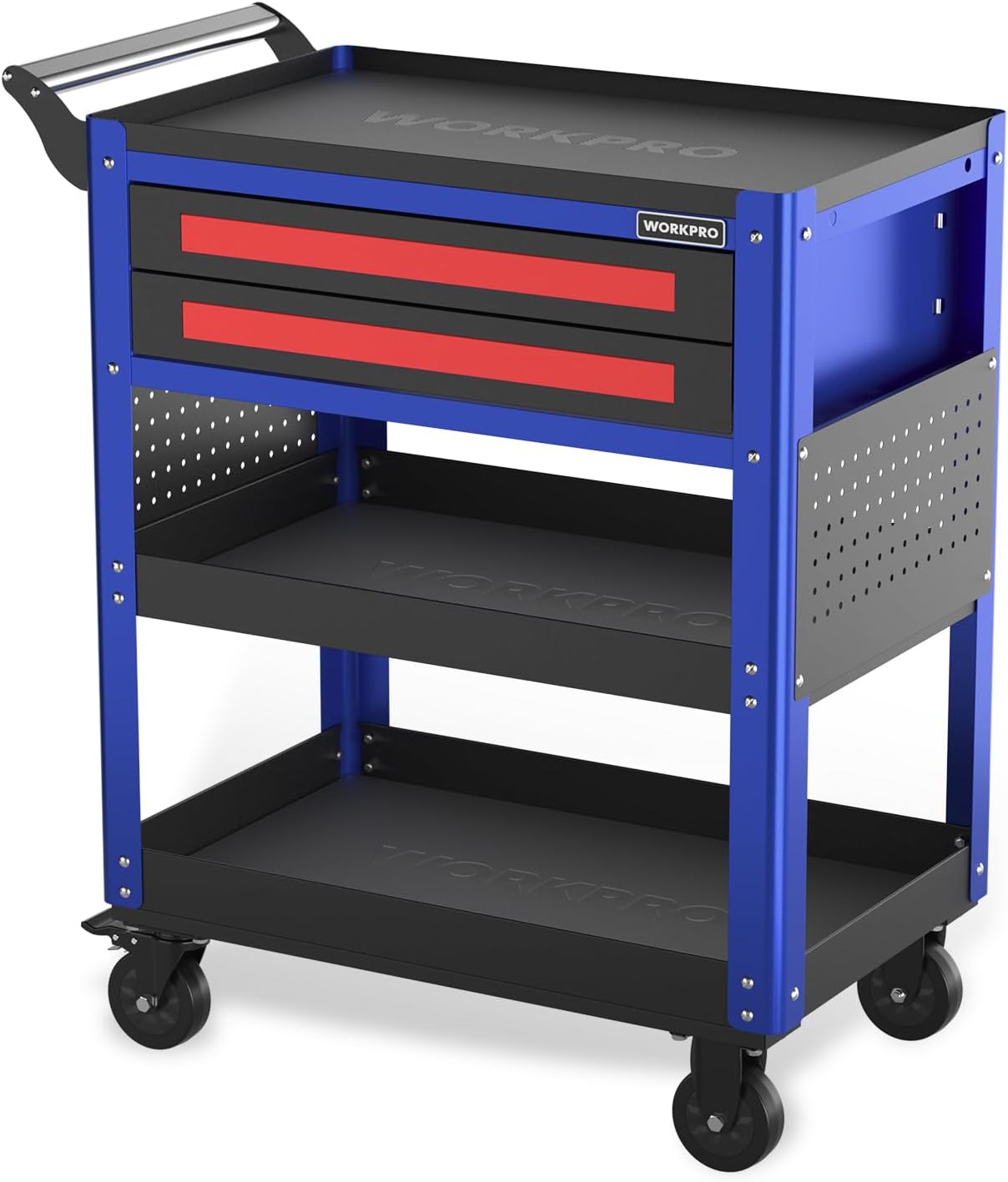 WORKPRO Premium 28' 2-Drawer Rolling Tool Cart, Heavy Duty Utility Industrial Service Cart Storage Organizer with Wheels and Locking System, for Mechanic, Warehouse, Garage, Workshop, 400 lbs Load