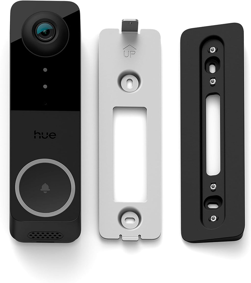 PHILIPS Hue Secure Wired Video Doorbell, 2K Resolution, Wide Angle View, Notifications, Doorbell Camera with Integrated Hue Lights, Two-way Audio, Infrared Night Visibility, Black