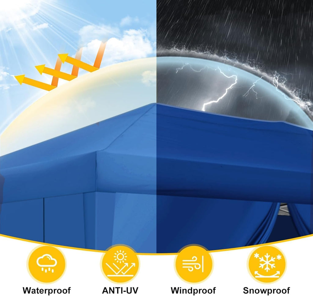 COBIZI 10x30 Pop Up Canopy Tent with 5 Sidewalls Party Tents for Parties Wedding Backyard Waterproof Outdoor Commercial Canopy Event with Sandbags, Blue