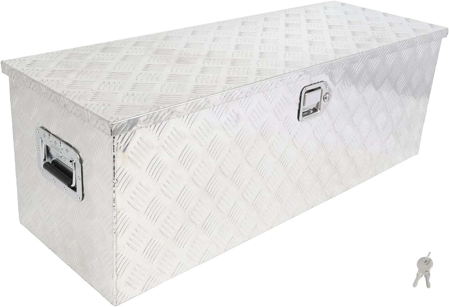 SCITOO 44 Inch Diamond Plate Truck Bed Tool Box,Heavy Duty Aluminum Crossover Storage for Most Full Size Pickups,Lockable Weatherproof Chest,Fits 44' Truck Beds,Easy Access to Load and Unload