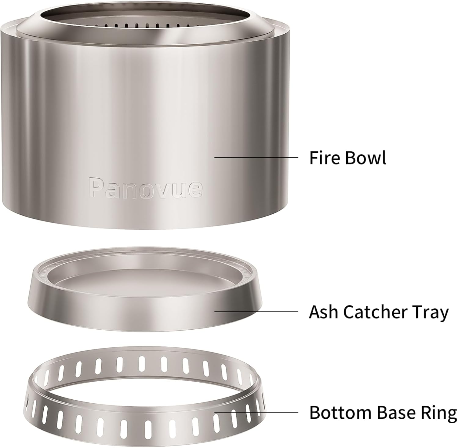 Panovue 22 inch Smokeless Fire Pit with Waterproof Cover, Stainless Steel Outdoor Smokeless Firepit, Wood Burning Fire Pits for Camping, Bonfire,Low Smoke Firepit for Outside[Slivery]