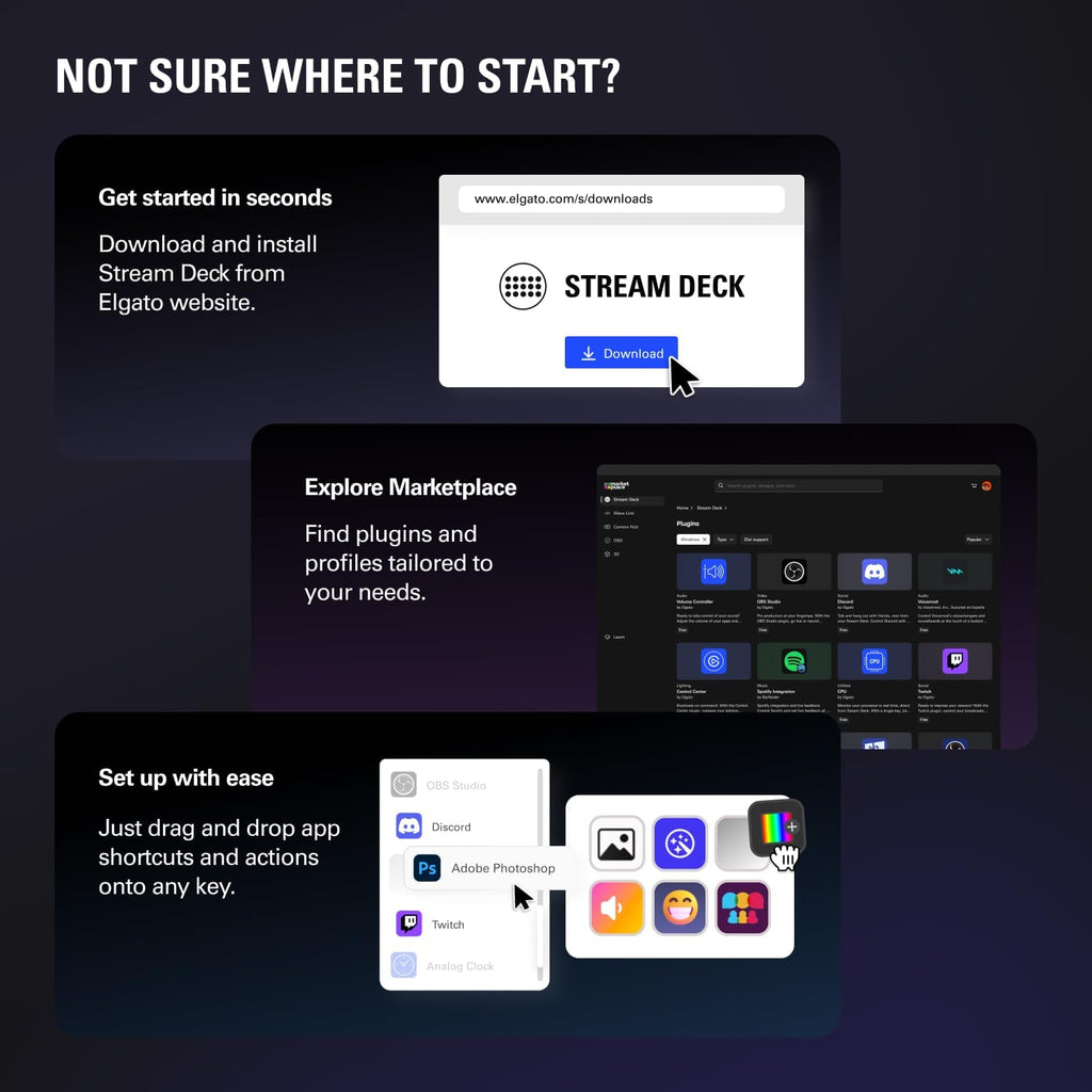 Elgato Stream Deck Scissor Keys—Workflow Controller with Customizable Macro Keys for OBS, Twitch, Discord, Teams, Photoshop, and More—USB-C, Windows 10, macOS 13 or Later