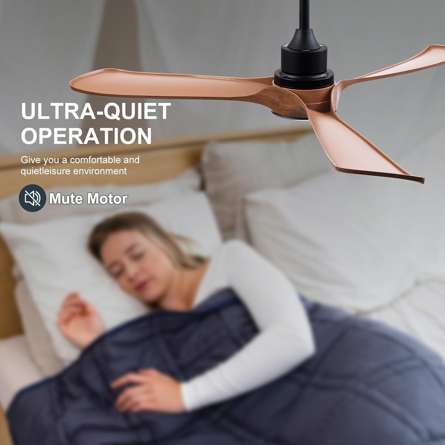 52 Inch Ceiling Fans with Lights and Remote, Memory Function Brown Ceiling Fans, Reversible Modern Ceiling Fan for Outdoor Patio Proch Gazebo Indoor Bedroom (Not Real Wood)