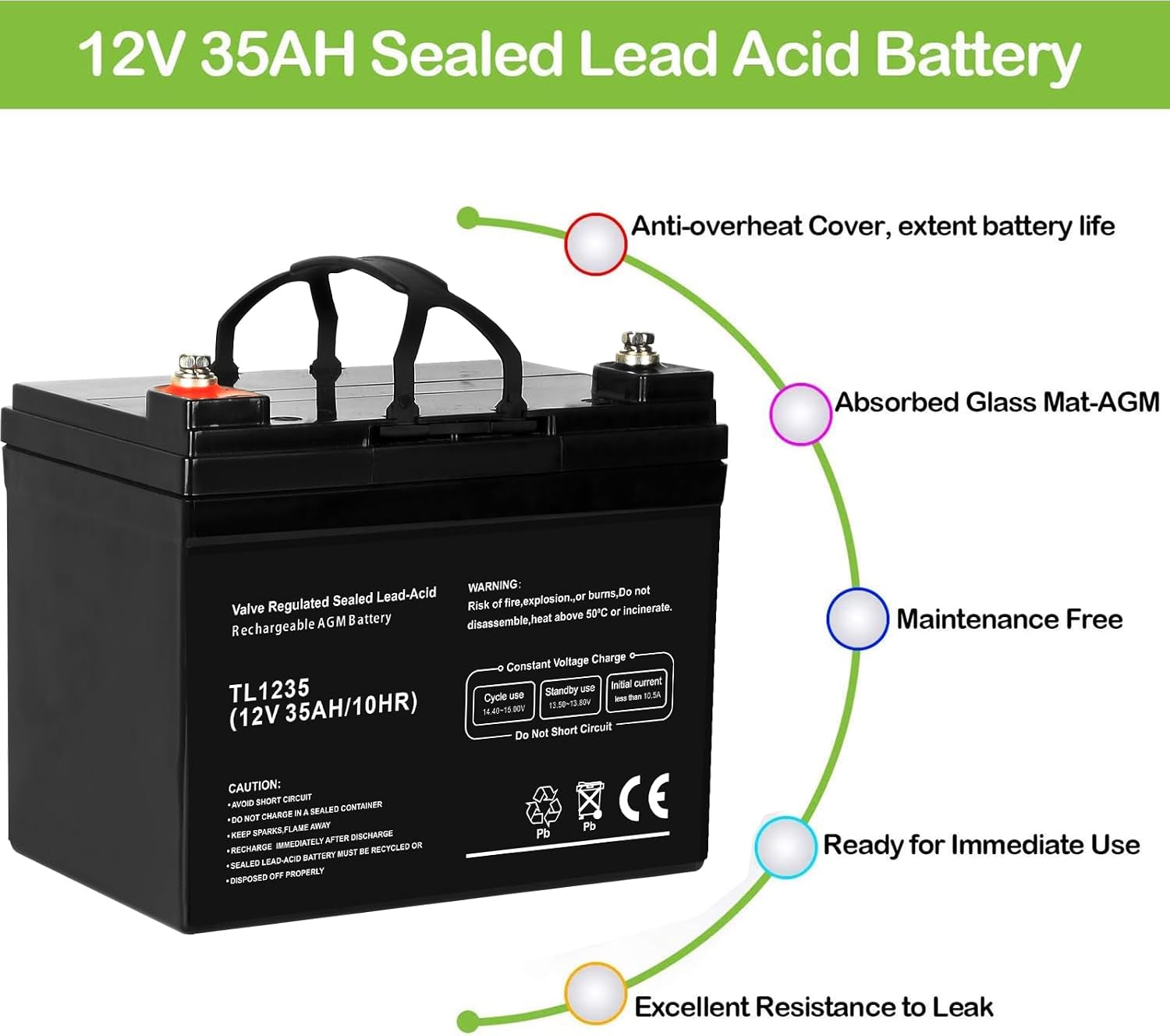 WEIZE 12V 35AH Deep Cycle Battery for Scooter Pride Mobility Jazzy Select Electric Wheelchair, Set of 2