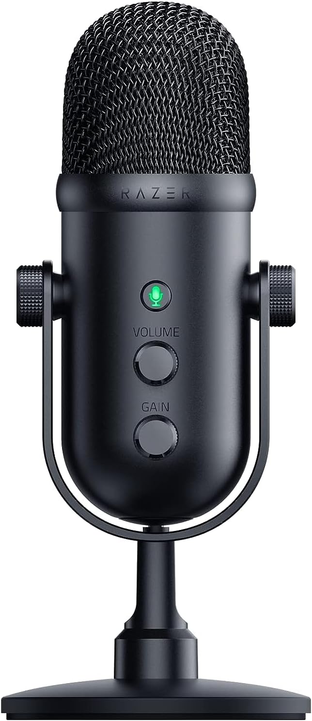 Razer Seiren V2 Pro USB Microphone for Streaming, Gaming, Recording, Podcasting on PC, Twitch, YouTube: High Pass Filter - Mic Monitoring and Gain Control - Built-in Shock Absorber and Mic Windsock