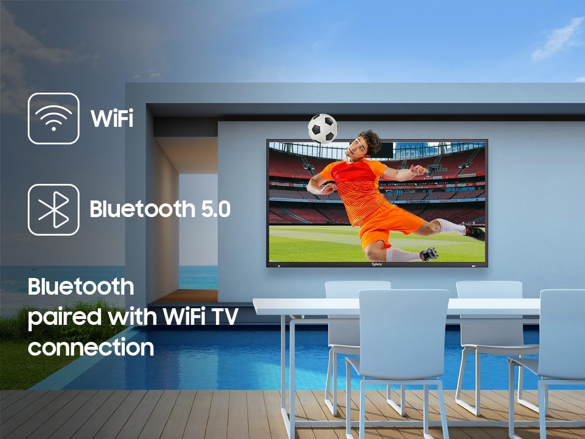 SYLVOX 55' Outdoor TV + Wall Mount Bundle, 4K HDR Waterproof Smart TV (Deck Pro 3.0) with Weatherproof Full-Motion Wall Mount, 1000 Nits, Voice Remote, for Partial Sun Patio
