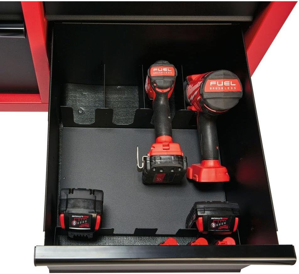 Heavy-duty, Drawer 16 Tool Chest 46 In. and Rolling Cabinet Set, Red and Black, Personal Valuables Storage Drawer with Separate Lock in the Tool Chest