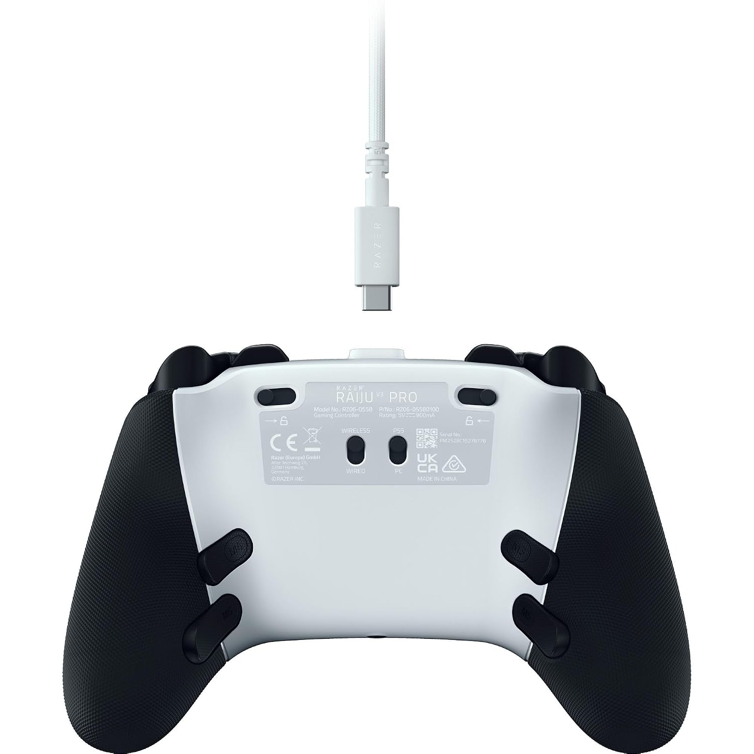 Razer Raiju V3 Pro Wireless Esports Controller – Officially Licensed for PlayStation, Lag-free Esports Grade Performance, 6 Remappable Buttons, TMR Thumbsticks, Fast Triggers, for PS5 & PC – White