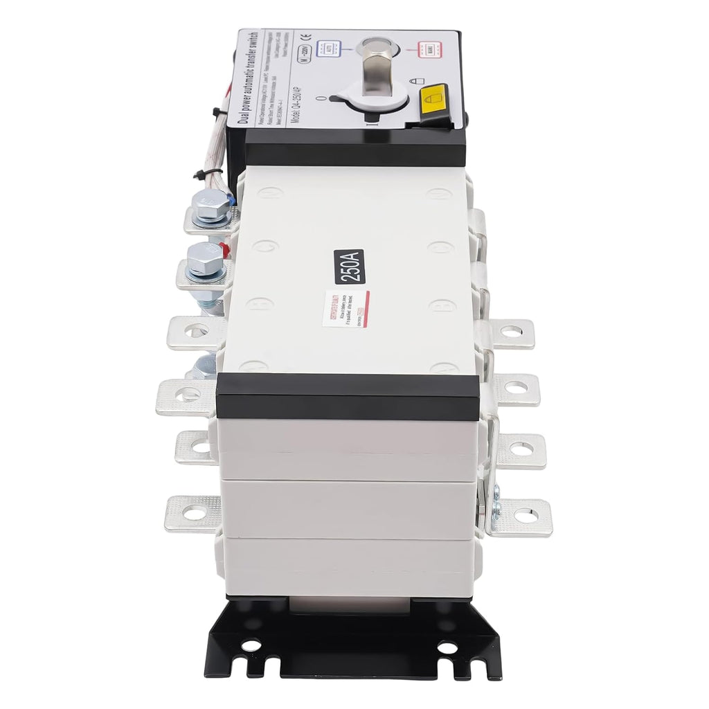 250A 4 Poles Industrial Automatic Transfer Switch Dual Power Automatic Transfer Switch Two in One Out, Transfer Switch Grid to AC Generator for Hospitals High-Rise Buildings Shopping Malls Factories
