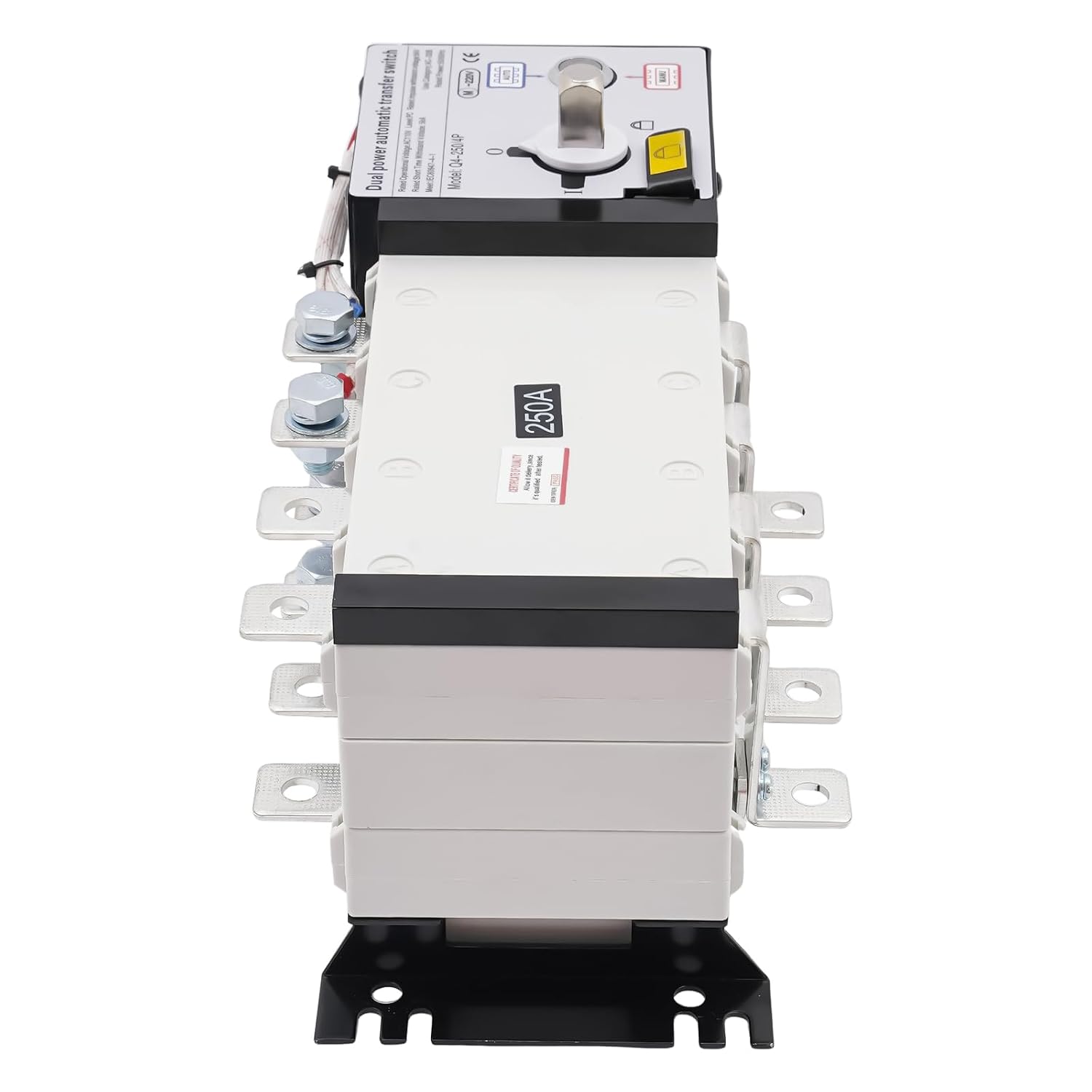 250A 4 Poles Industrial Automatic Transfer Switch Dual Power Automatic Transfer Switch Two in One Out, Transfer Switch Grid to AC Generator for Hospitals High-Rise Buildings Shopping Malls Factories
