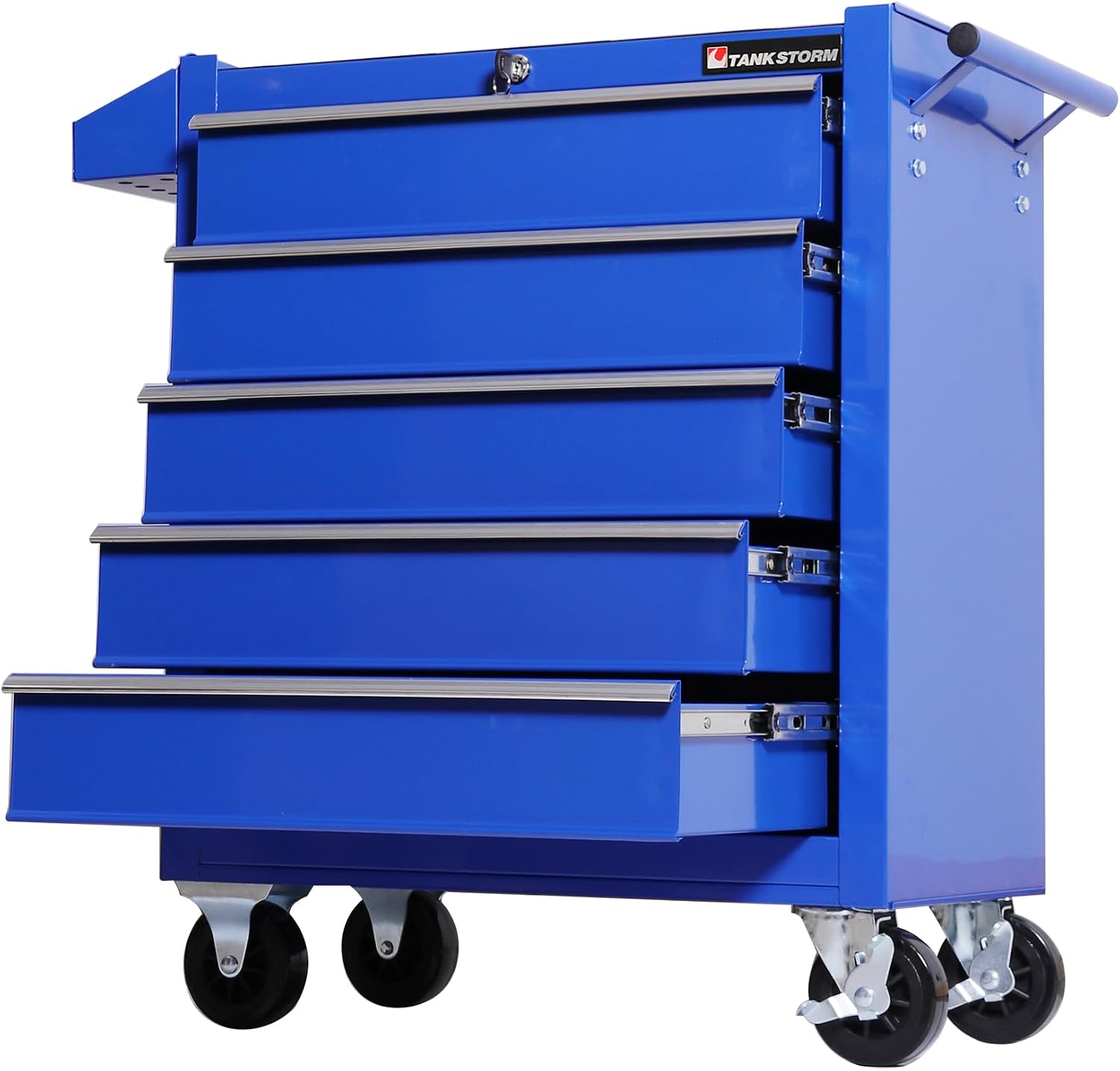 5-Drawer Rolling Tool Chest with Wheels, Heavy Duty Metal Tool Cabinet with Lock, Rolling Tool Box Organizer for Garage, Workshop, Repair Shop, Blue