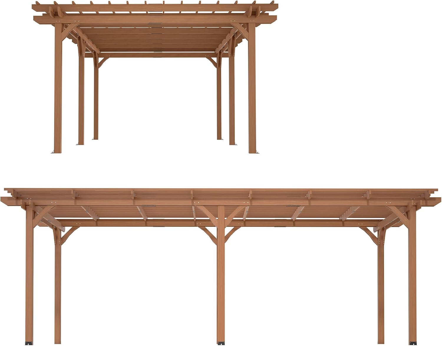 Pergola Gazebo Cover for Climbing Plants, Cedar Wood Garden Structure with Sturdy Frame for Backyard, Patio, Deck, Lawn, Yard Shade, Brown (12 x 16 FT)