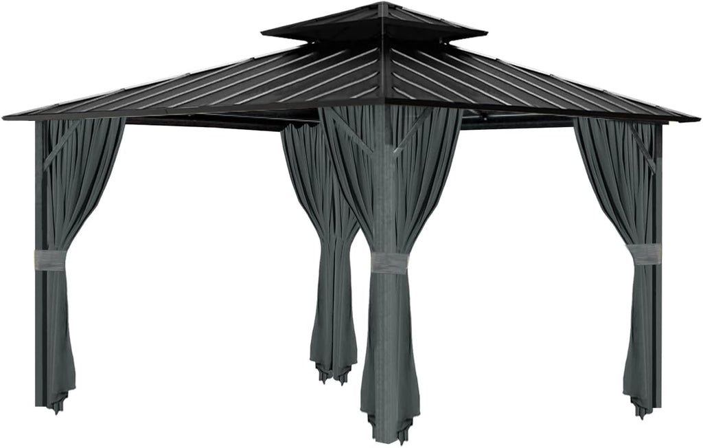 Gazebo Universal Replacement Privacy Curtain, 10'X10' Gazebo Curtain Outdoor Waterproof, 4-Panels Sidewall Curtains with Zipper for Patio, Garden and Backyard (Only Curtains, 10'x10', Grey)