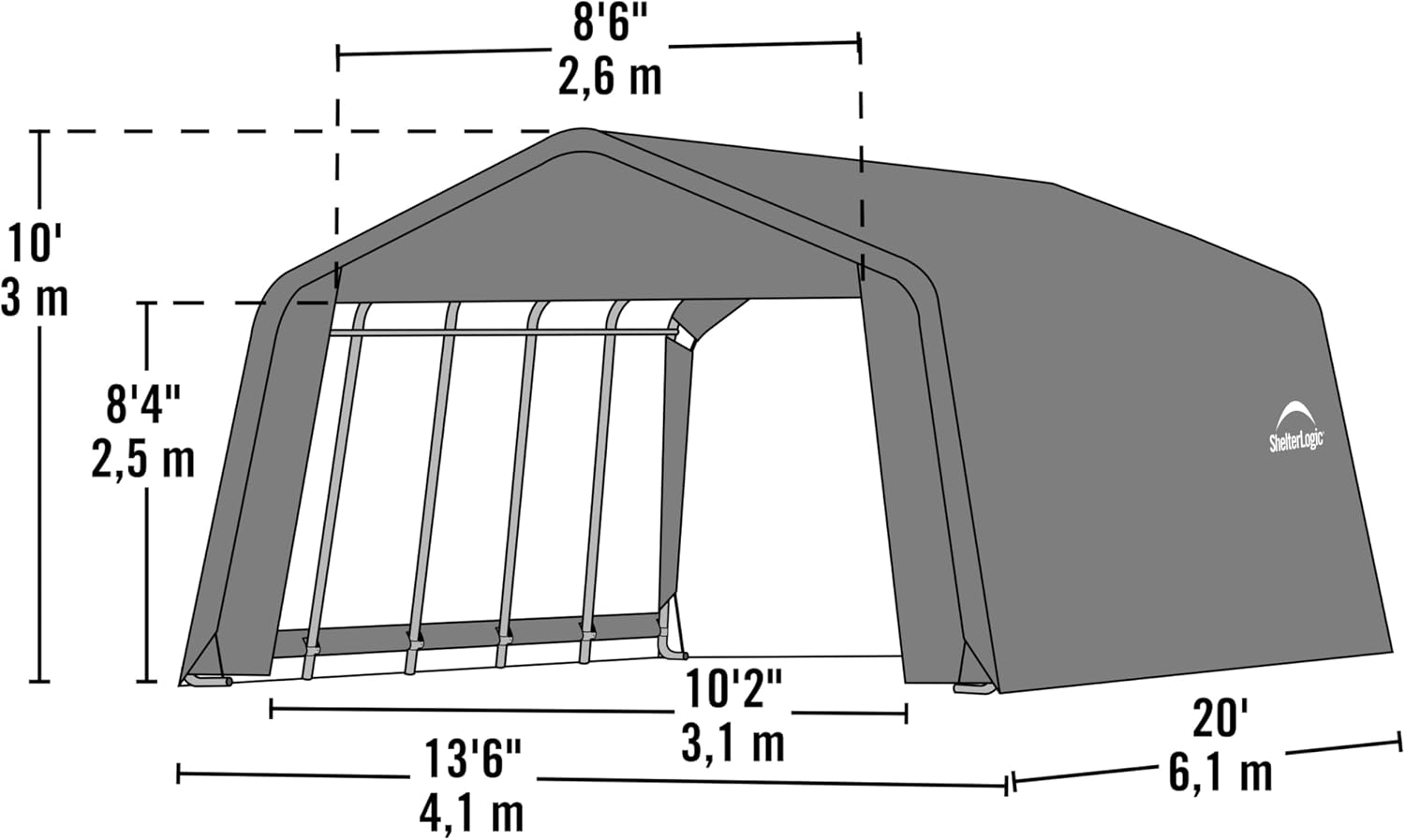 ShelterLogic 73442 Green 12'x20'x10' Peak Style Shelter