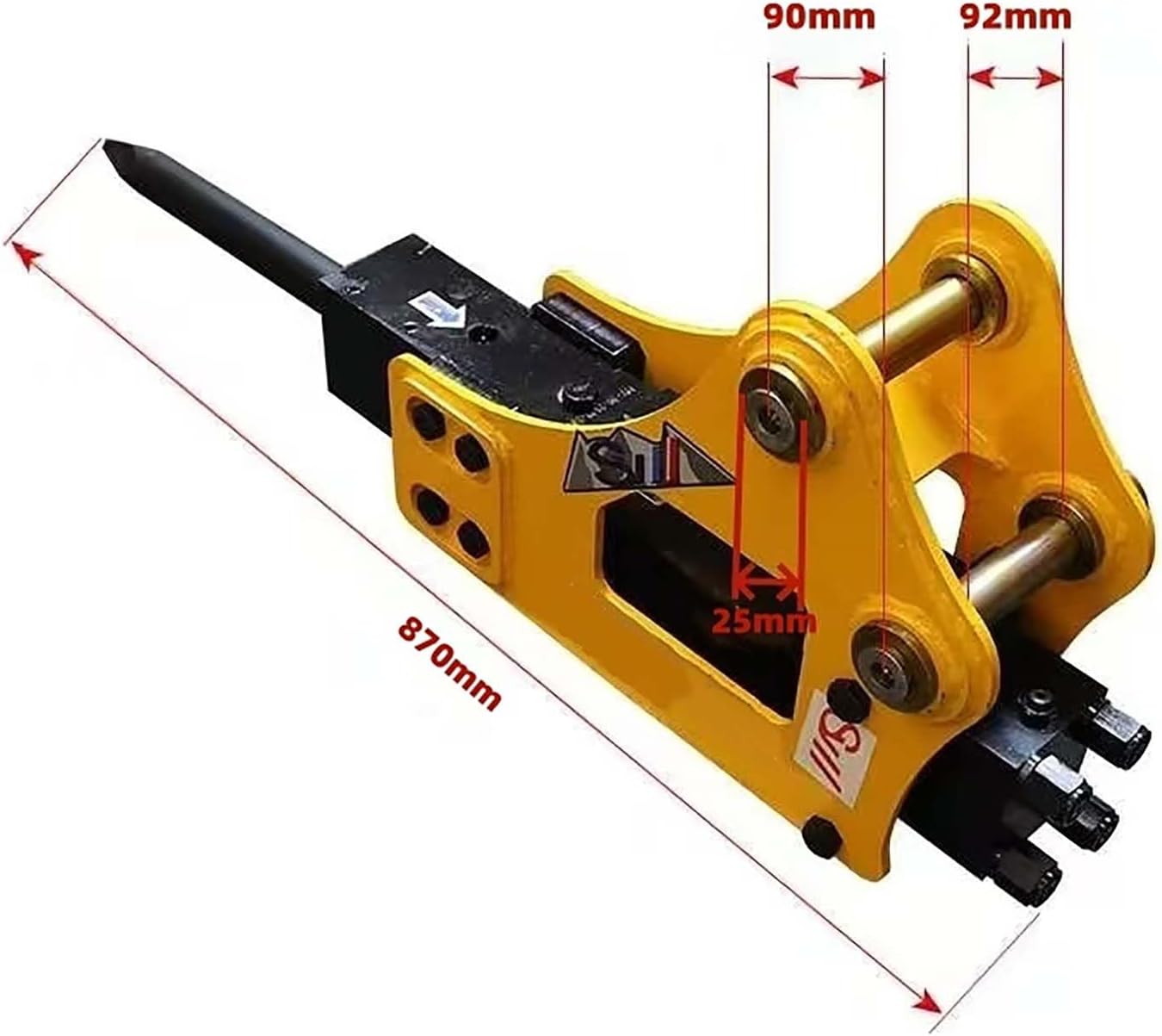 Hydraulic Breaker Hammer for 1 Ton Mini Excavator – Concrete Breaker Attachment with Nitrogen Toolbox, Drilling Tool for Small Diggers