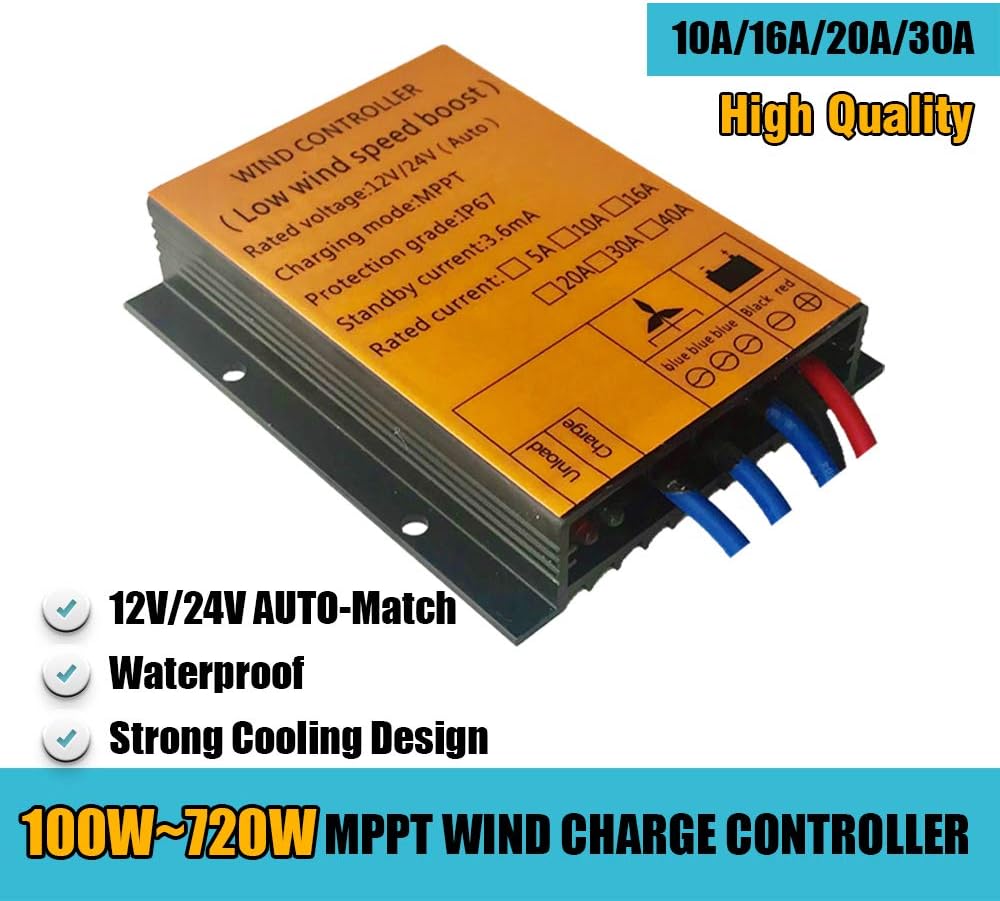 600W Vertical Wind Turbine Permanent Magnet Generator 3 Phase 12V 24V 48V Vertical Axis Coreless Wind Power (24V with Controller, Orange)