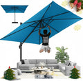 Hoteel 10ft Patio Umbrella Heavy Duty Aluminum Windproof & Shade Provision Outdoor Cantilever Square Offset Large Umbrella Height Adjustable with 360°Rotation for Patio Pool Deck Gazebo, Light Blue