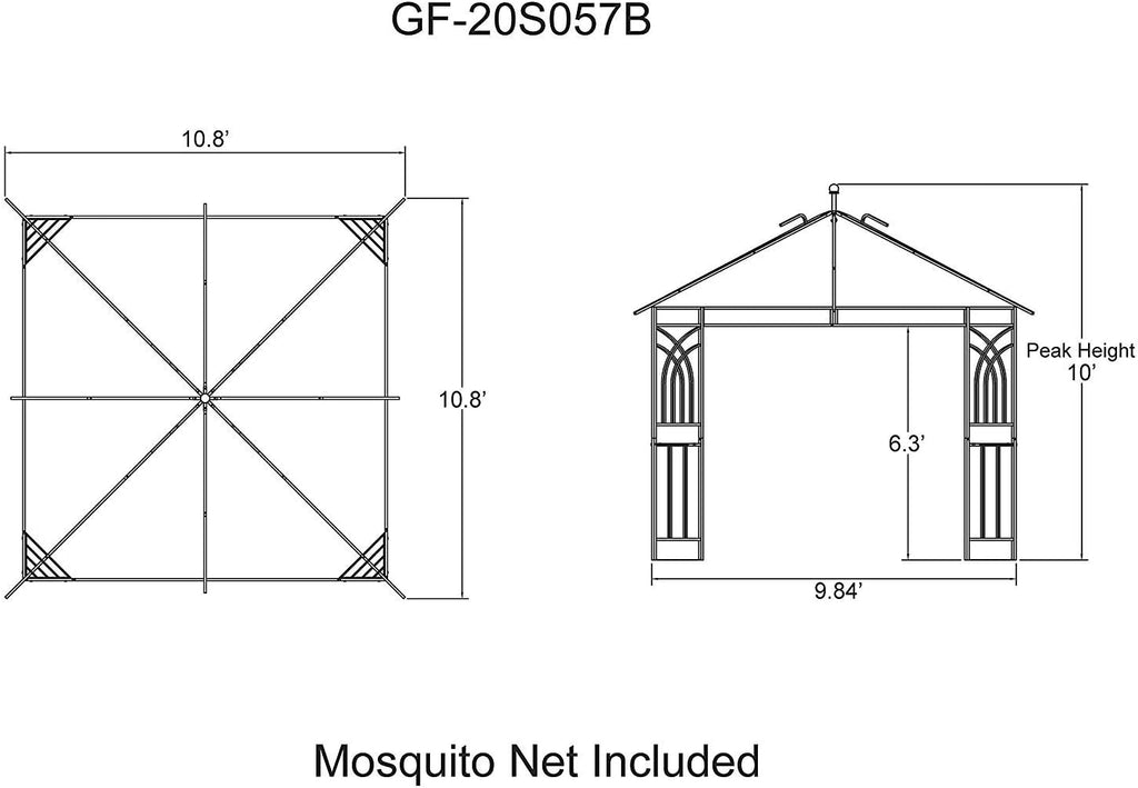 APEX GARDEN Harmony 10 ft. x 10 ft. Gazebo with Mosquito Net