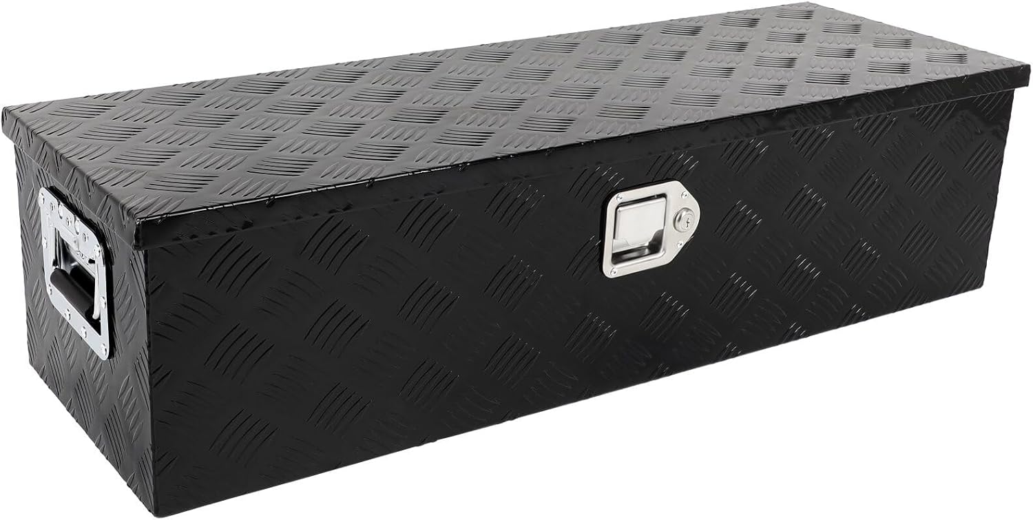 SCITOO 39 Inch Aluminum Heavy Duty Truck Bed Tool Box,Diamond Plate Crossover Storage for Most Full Size Pickups,Lockable Weatherproof Chest,Fits 39' Truck Beds,Easy Access to Load and Unload
