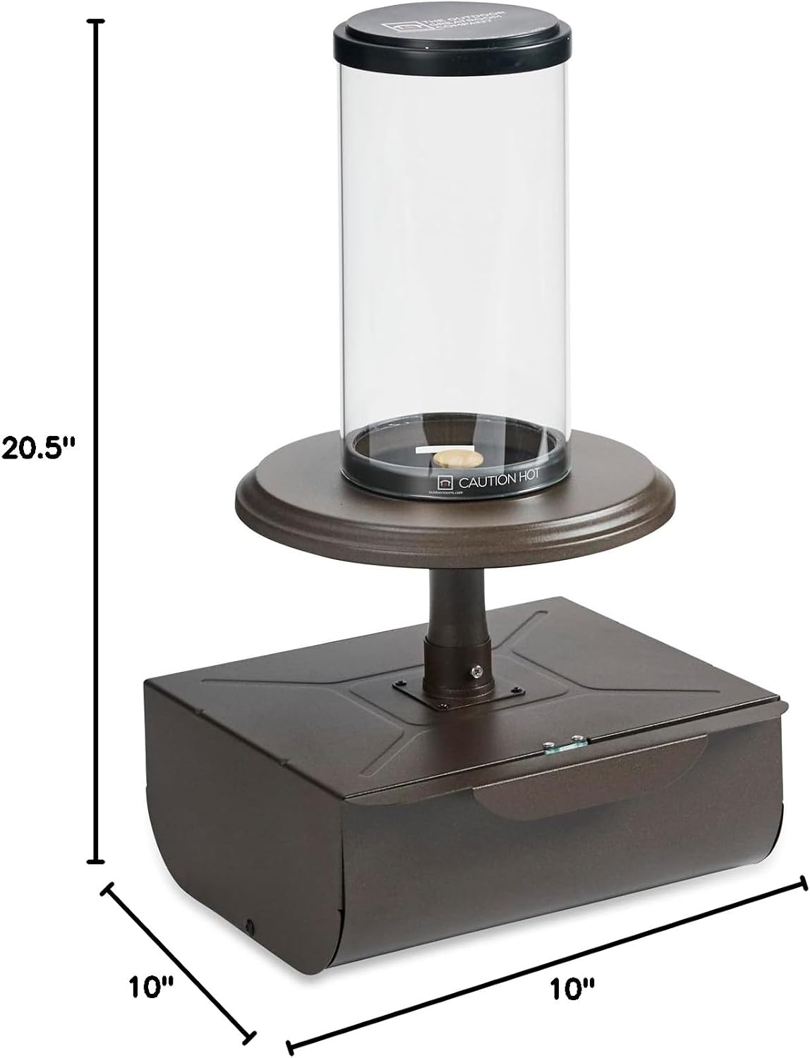Outdoor GreatRoom Co Tabletop Fire Pit - Glass Lantern for Outside Patio Table with Umbrella Hole - Table Top Firepit Works with 1-Pound Propane Gas Tank for Up to 6 Hours (2,400 BTU)