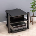 Audio Cabinet Rack Living Room Decorative AV Component Entertainment Stand, 4 Post Floor Gaming Console Shelves Cabinet, Heavy Duty Electronics Organizer for Ps4(Black,3 Tier)