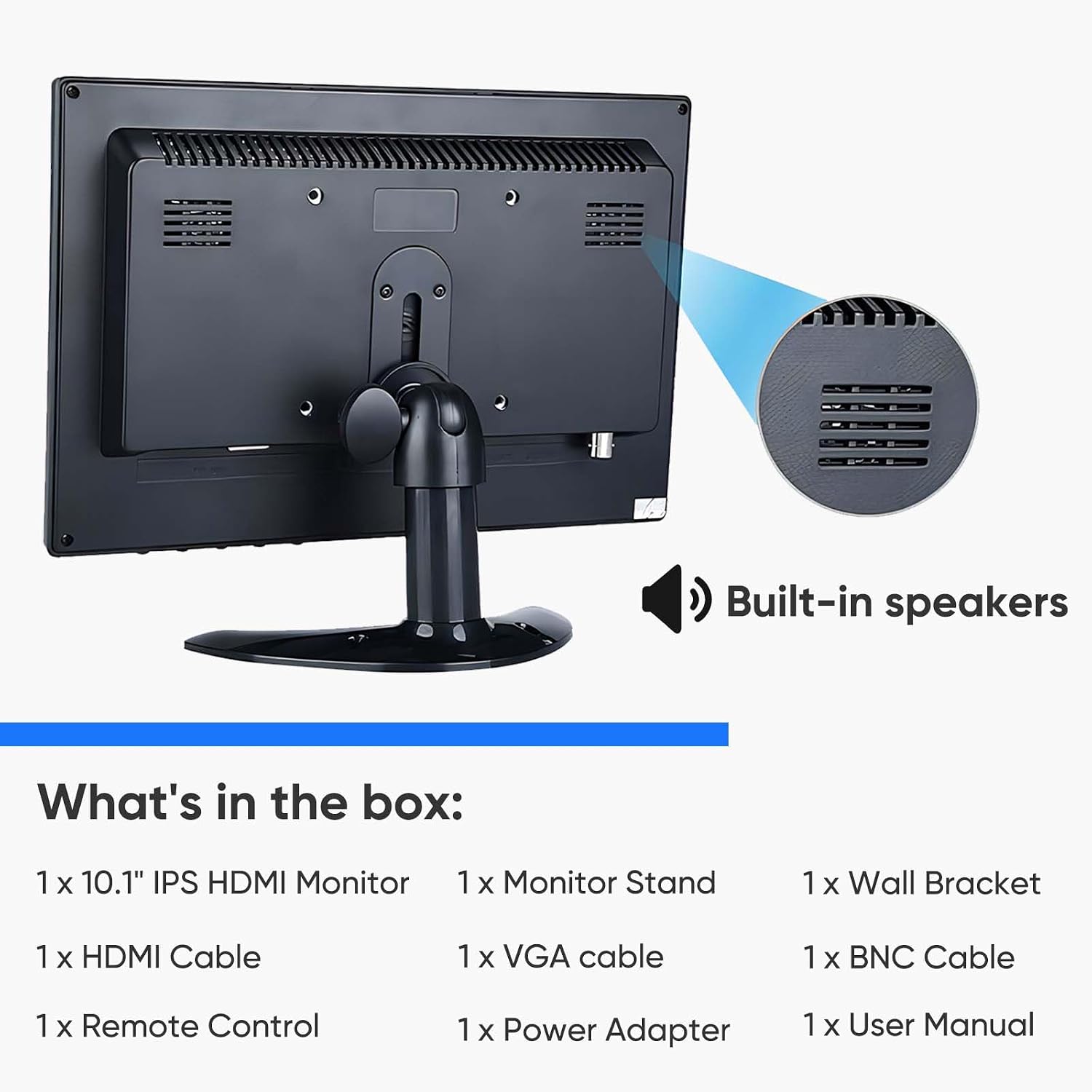 JaiHo 10.1-Inch Small IPS Monitor 1920x1200 Full HD Portable Screen with Mirror Flip, 400-600 Nits High Brightness Security Display for 3D Printer Teleprompter Raspberry Pi, Metal Housing, Remote